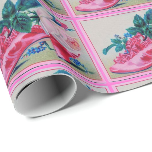 Extravaganter Schuh mit Rose Geschenkpapier (Rolleneckpunkt)