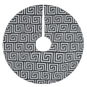 Extravaganter schwarz-weißer griechischer Weihnach Polyester Weihnachtsbaumdecke (Vorderseite)