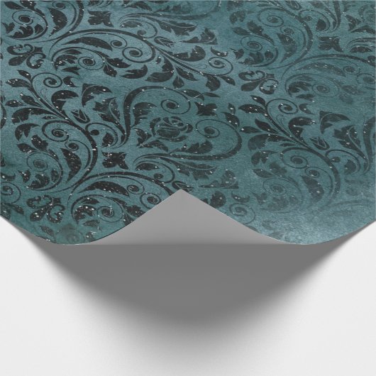 Extravaganter Schwarzer Bildlauf Geschenkpapier (Ecke)