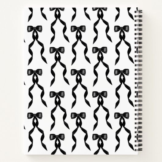 Extravaganter Schwarzer Bogen Mit Monogramm Notizblock (Rückseite)