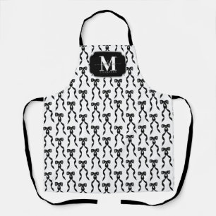 Extravaganter Schwarzer Bogen Mit Monogramm Schürze