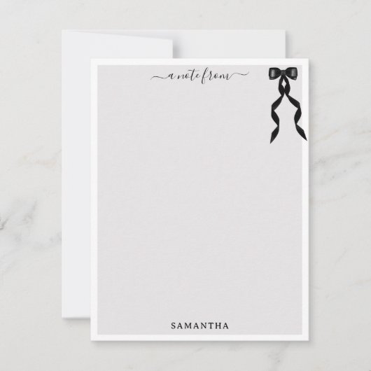 Extravaganter Schwarzer Bogen Personalisiert Mitteilungskarte (Vorderseite)