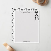 Extravaganter Schwarzer Bogen Personalisiert Mitteilungskarte (Vorderseite/Rückseite Beispiel)