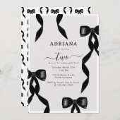 Extravaganter Schwarzer Bow-Kindergeburtstag Einladung (Vorne/Hinten)