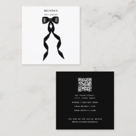 Extravaganter Schwarzer Bow QR Code Social Media Quadratische Visitenkarte