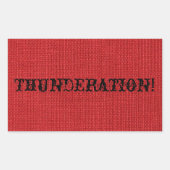 EXTRAVAGANTER schwarzer Text auf Red Linen Foto Rechteckiger Aufkleber (Vorderseite)