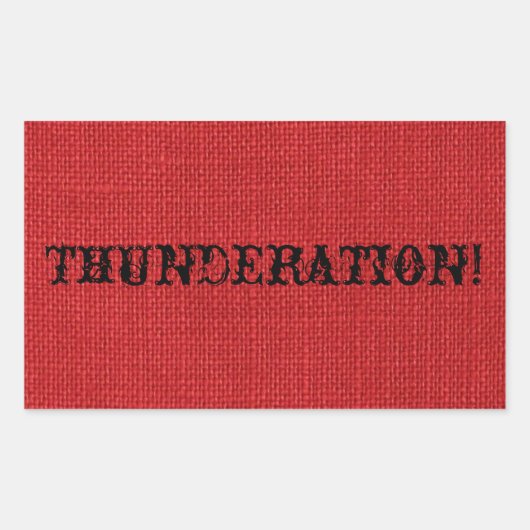 EXTRAVAGANTER schwarzer Text auf Red Linen Foto Rechteckiger Aufkleber (Vorderseite)