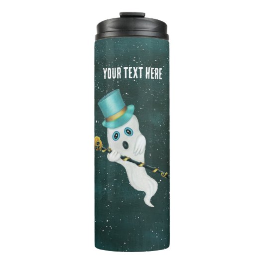 Extravaganter, schwebender Ghost-Top-Hat-Skull-Kan Thermosbecher (Vorderseite)