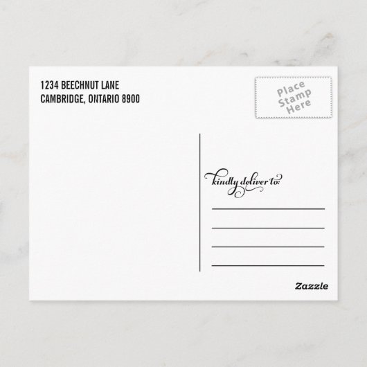 Extravaganter Script-Abschluss Vielen Dank, Postca Postkarte (Rückseite)