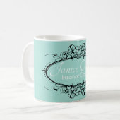 Extravaganter Scrollwork-Rahmen Personalisiert Kaffeetasse (Vorderseite Links)