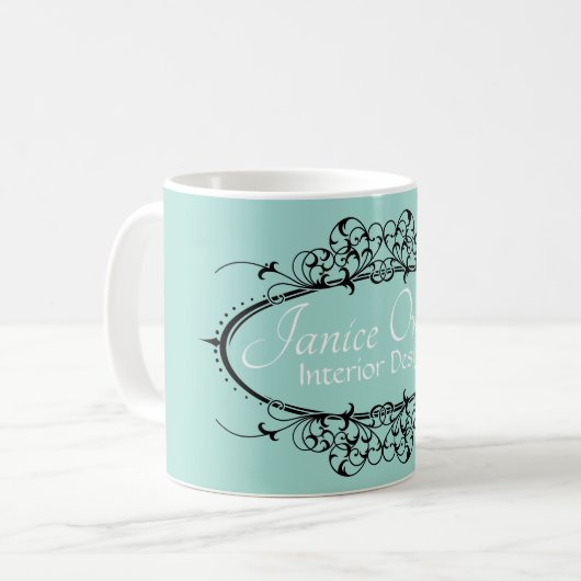 Extravaganter Scrollwork-Rahmen Personalisiert Kaffeetasse (Vorderseite Links)