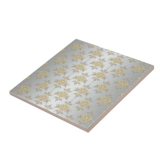 Extravaganter Silberweiß und gelber Damast Fliese (Seite)