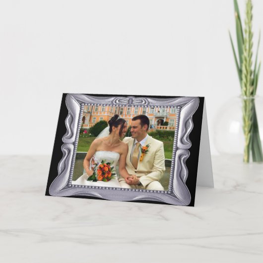 Extravaganter Silver Frame Foto hinzufügen Karte (Vorderseite)