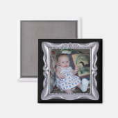 Extravaganter Silver Frame Foto hinzufügen Magnet (Vorderseite/Rückseite)