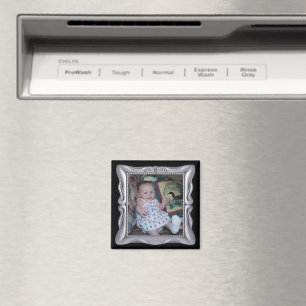 Extravaganter Silver Frame Foto hinzufügen Magnet