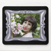 Extravaganter Silver Frame Foto hinzufügen Mousepad (Vorne)