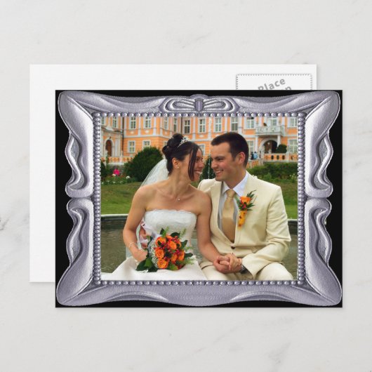 Extravaganter Silver Frame Foto hinzufügen Postkarte (Vorne/Hinten)