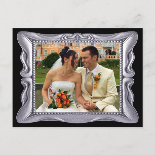 Extravaganter Silver Frame Foto hinzufügen Postkarte (Vorderseite)