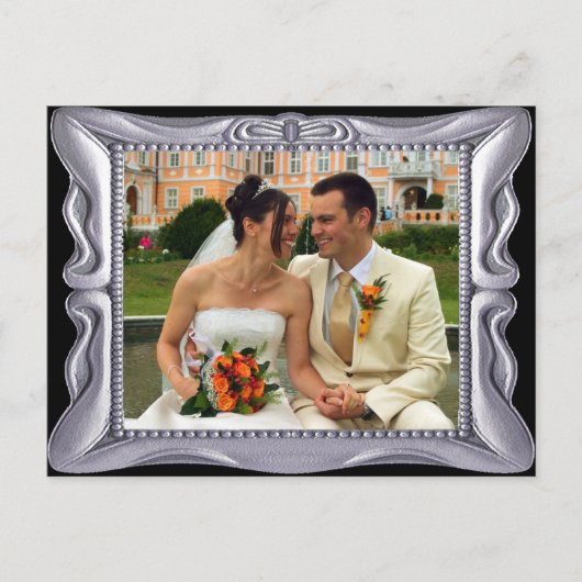 Extravaganter Silver Frame Foto hinzufügen Postkarte (Vorderseite)