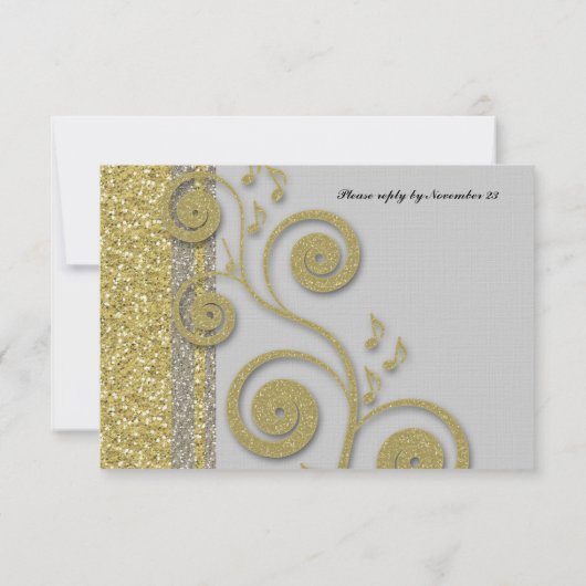 Extravaganter Silver Gold Glitzer Event UAWG RSVP Karte (Rückseite)