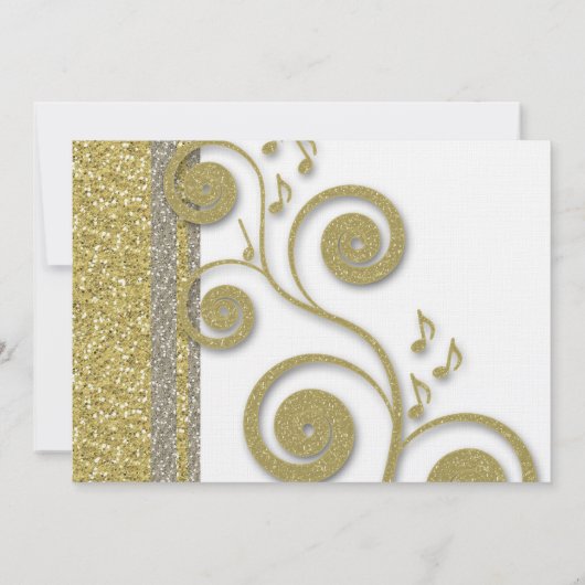 Extravaganter Silver Gold Glitzer Schauveranstaltu Einladung (Rückseite)