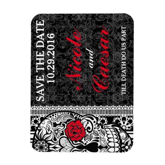 Extravaganter Spitzenzuckerschädel Speichern Sie d Magnet (Vertikal)