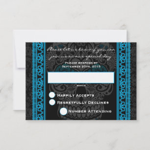 Extravaganter Spitzenzuckertag des Toten Blauen RSVP Karte