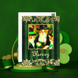 Extravaganter St Patrick's Day Katzen Blarney mit  Postkarte