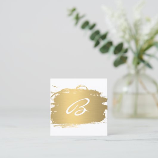 Extravaganter Text in Luxe-Gold-Pinsel Quadratische Visitenkarte (Stehend Vorderseite)