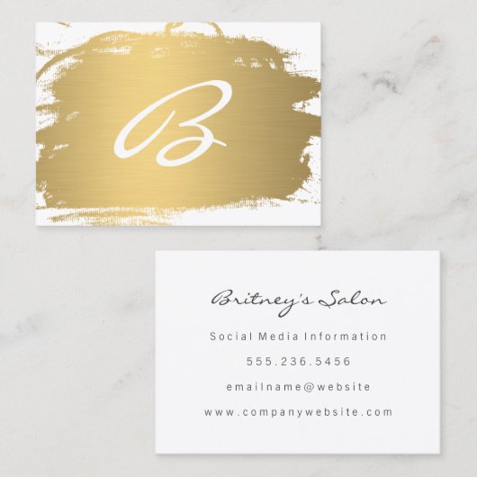 Extravaganter Text in Luxe-Gold-Pinsel Visitenkarte (Vorne/Hinten)