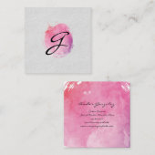 Extravaganter Text in rosa Farbe Monogramm Quadratische Visitenkarte (Vorne/Hinten)