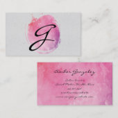 Extravaganter Text in rosa Farbe Monogramm Visitenkarte (Vorne/Hinten)