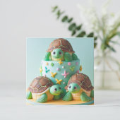 EXTRAVAGANTER TURTLE BIRTHDAY CAKE EINLADUNG (Stehend Vorderseite)