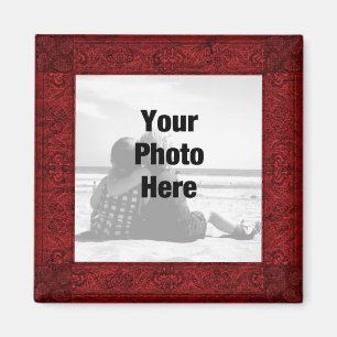 Extravaganter verzierter roter Foto-Magnetrahmen Magnet