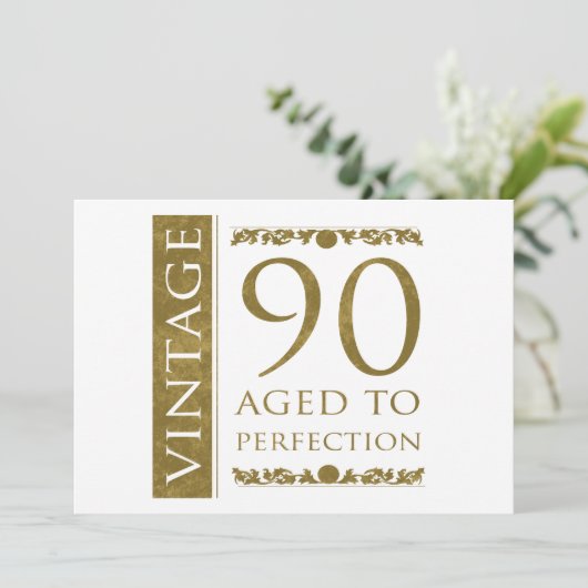 Extravaganter Vintager 90. Geburtstag Karte (Stehend Vorderseite)