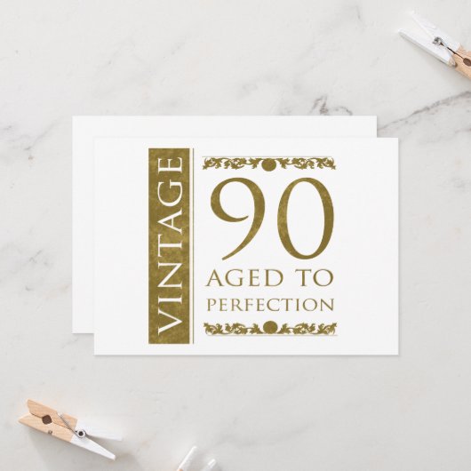 Extravaganter Vintager 90. Geburtstag Karte (Vorderseite/Rückseite Beispiel)