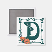Extravaganter Vintager Jugendstil-Buchstabe D Magnet (Vorderseite/Rückseite)