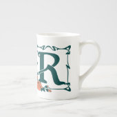 Extravaganter Vintager Kunst nouveau Buchstabe R Porzellantasse (Rechts)