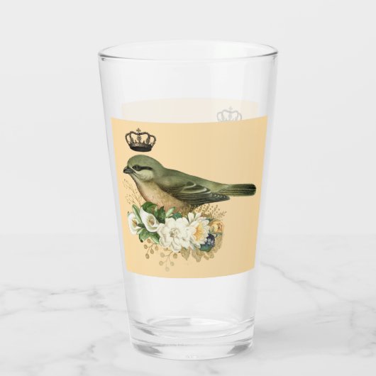 Extravaganter Vogel auf Peach Glas (Rückseite)