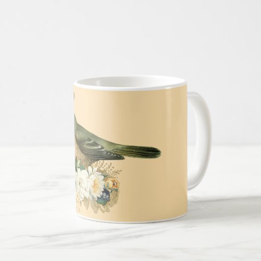 Extravaganter Vogel auf Peach Kaffeetasse (VorderseiteRechts)