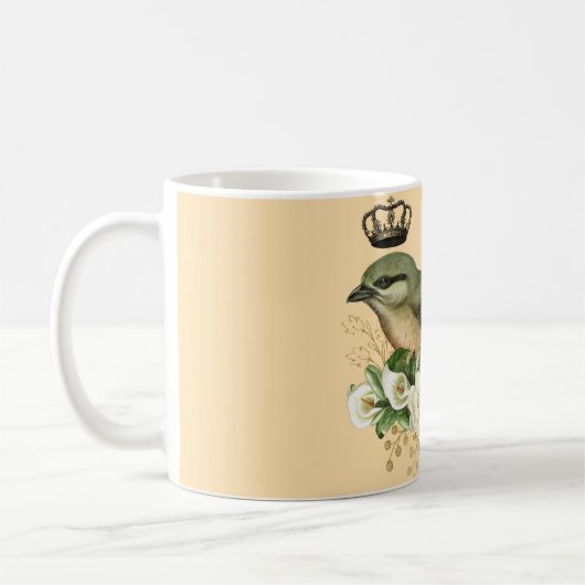 Extravaganter Vogel auf Peach Kaffeetasse (Links)