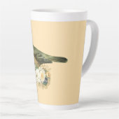Extravaganter Vogel auf Peach Milchtasse (Rechte Ecke)