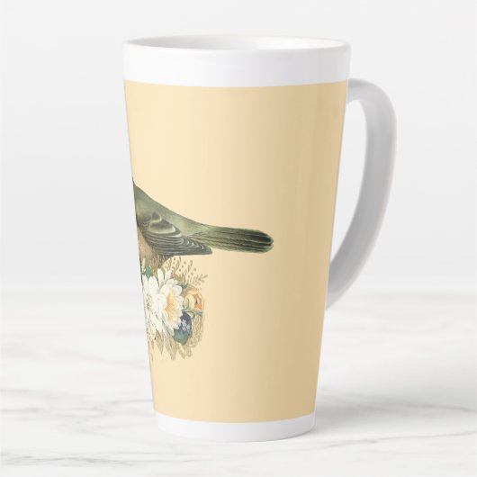 Extravaganter Vogel auf Peach Milchtasse (Rechte Ecke)