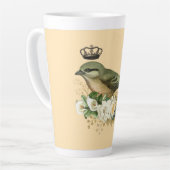 Extravaganter Vogel auf Peach Milchtasse (Linke Ecke)