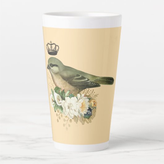 Extravaganter Vogel auf Peach Milchtasse (Vorderseite)