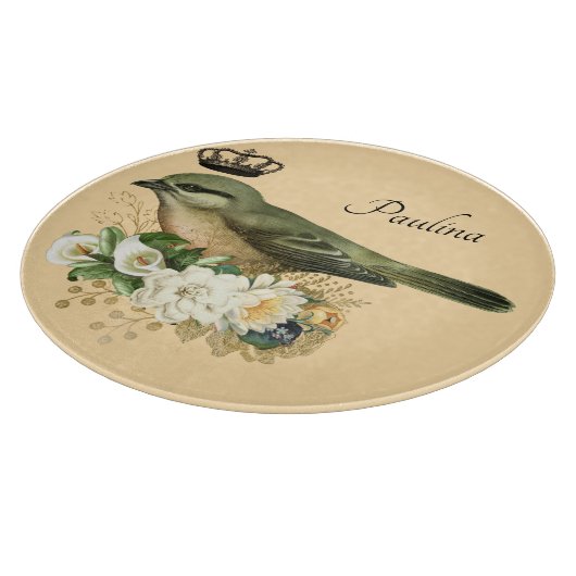 Extravaganter Vogel auf Peach Personalisiert Schneidebrett (Ecke)