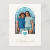 Extravaganter Vorschlag für Jr Bridesmaid Blue Hea Postkarte (Vorderseite)
