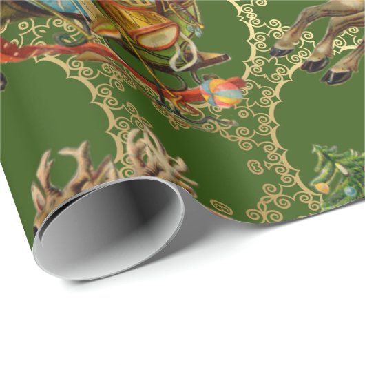 Extravaganter Weihnachtsmann in seinem Schlitten " Geschenkpapier (Rolleneckpunkt)