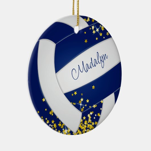 extravaganter weißer Volleyball mit goldenen Stern Keramik Ornament (Rechts)