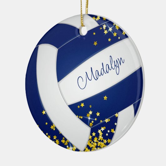 extravaganter weißer Volleyball mit goldenen Stern Keramik Ornament (Links)